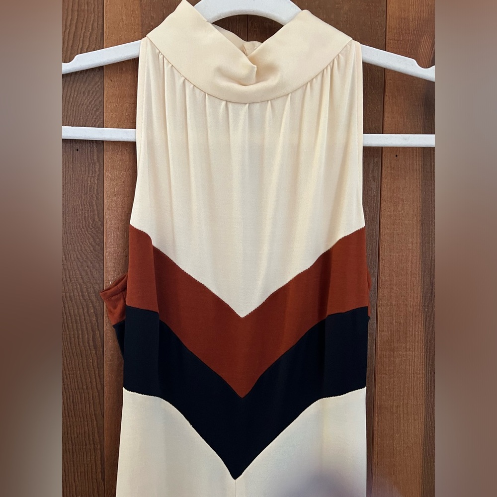 Incredible Vintage 70s Handmade Chevron Maxi Dress Gown - Picture 3 of 9